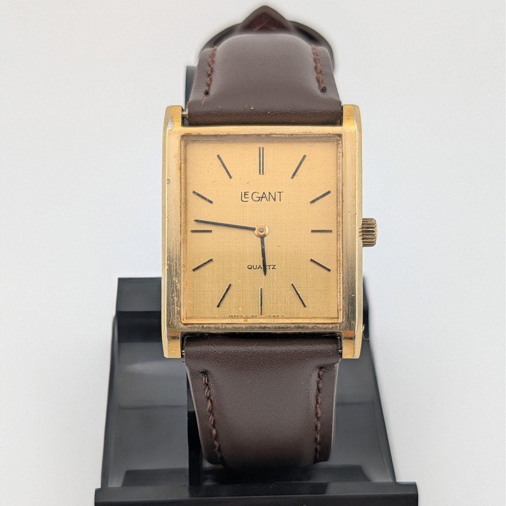 Le Gant Swiss Vintage Tank Watch Y334-5050 Gold Tone Quartz